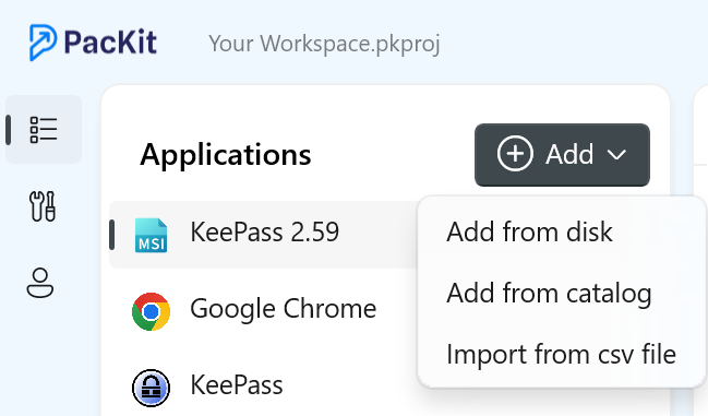 Add an app in your PacKit catalog