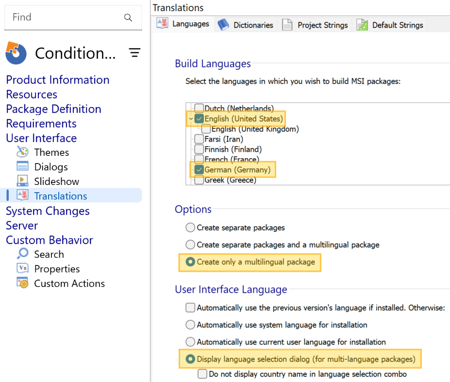 language properties