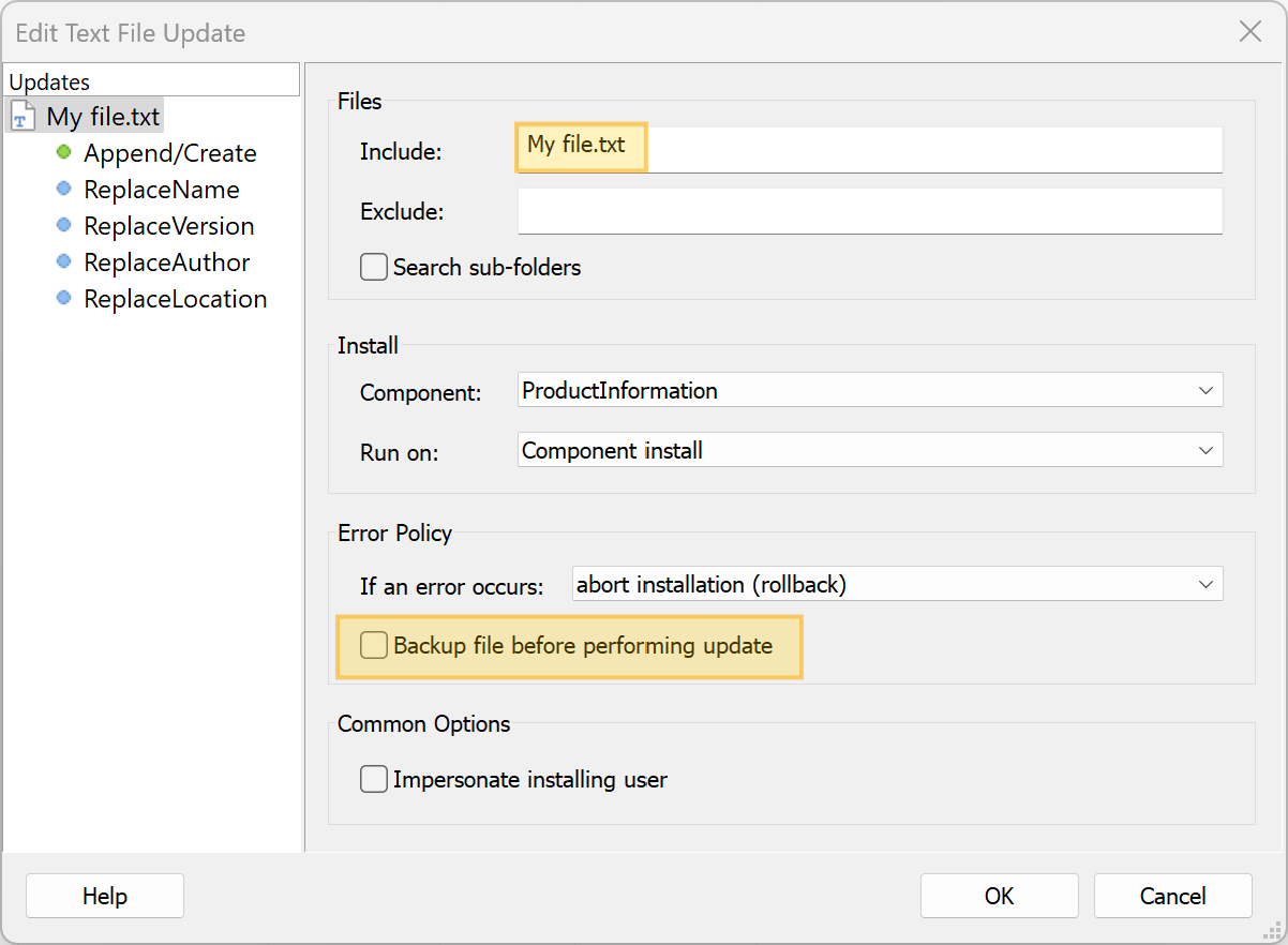 Text file config