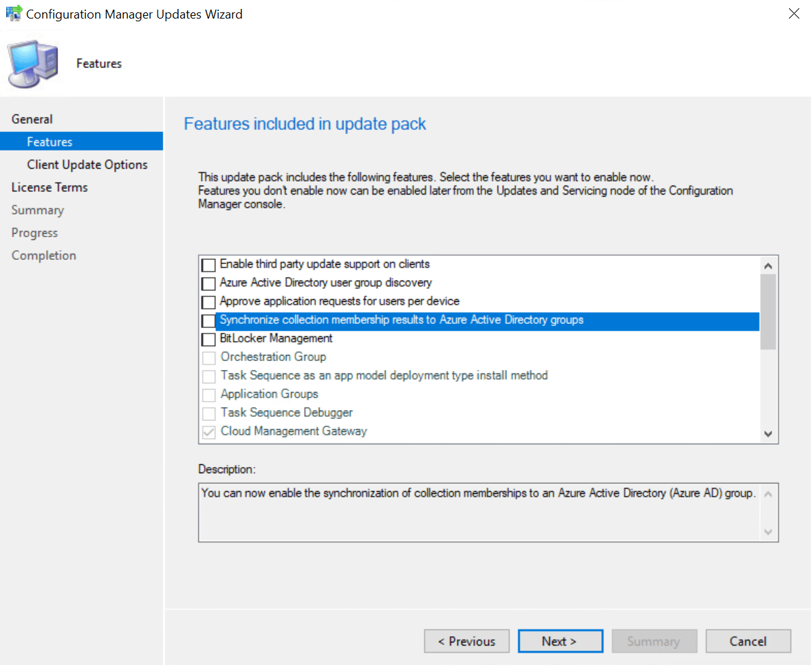 Config mgr features