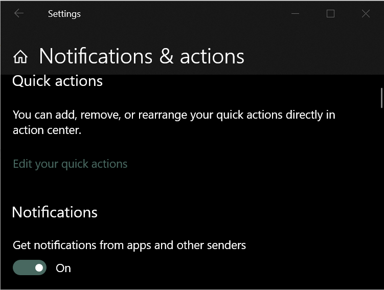 Enable notifications from apps