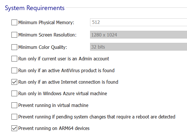 ARM64 launch condition option