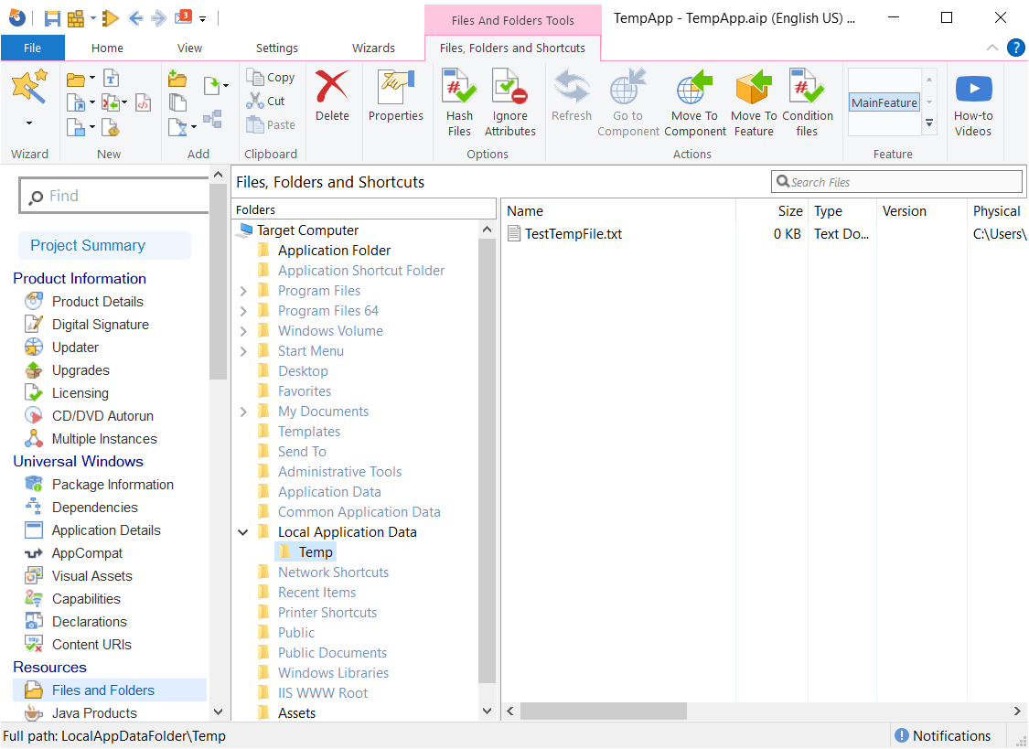 Local application data folder