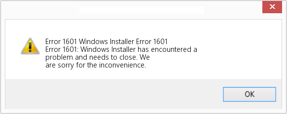 MSI Error 1601: Windows Installer Service could not be accessed