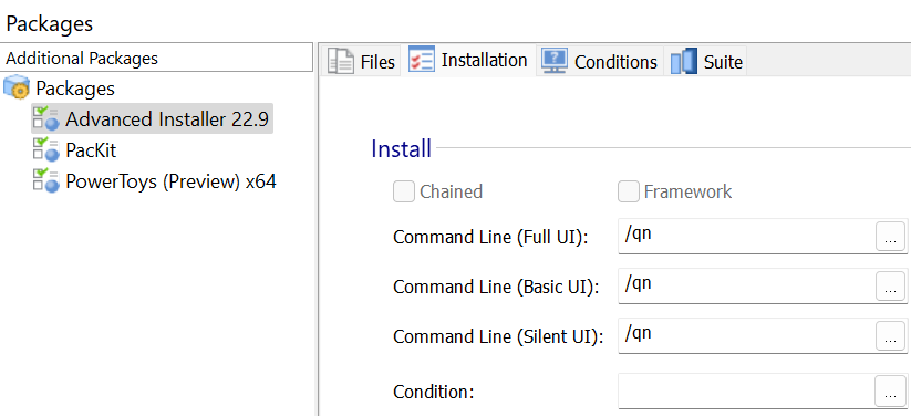 Install command line for bundled packages.