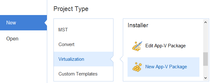 New App-V Package Project