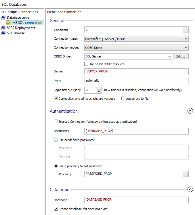 Microsoft SQL Server settings