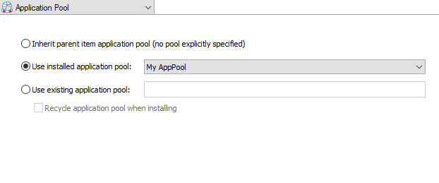 Application pool association