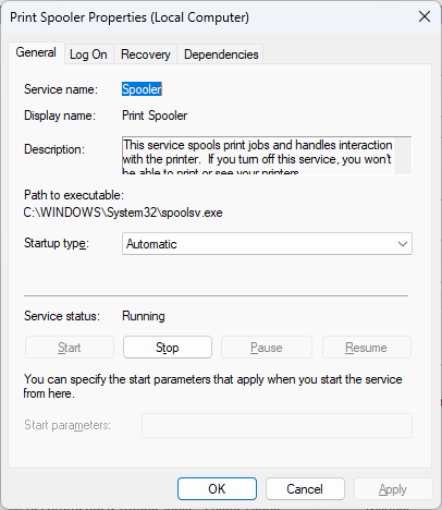 Service properties