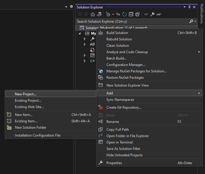 Add the Setup Project for WiX in Visual Studio