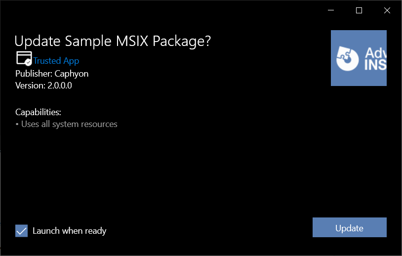 Update msix pacakge