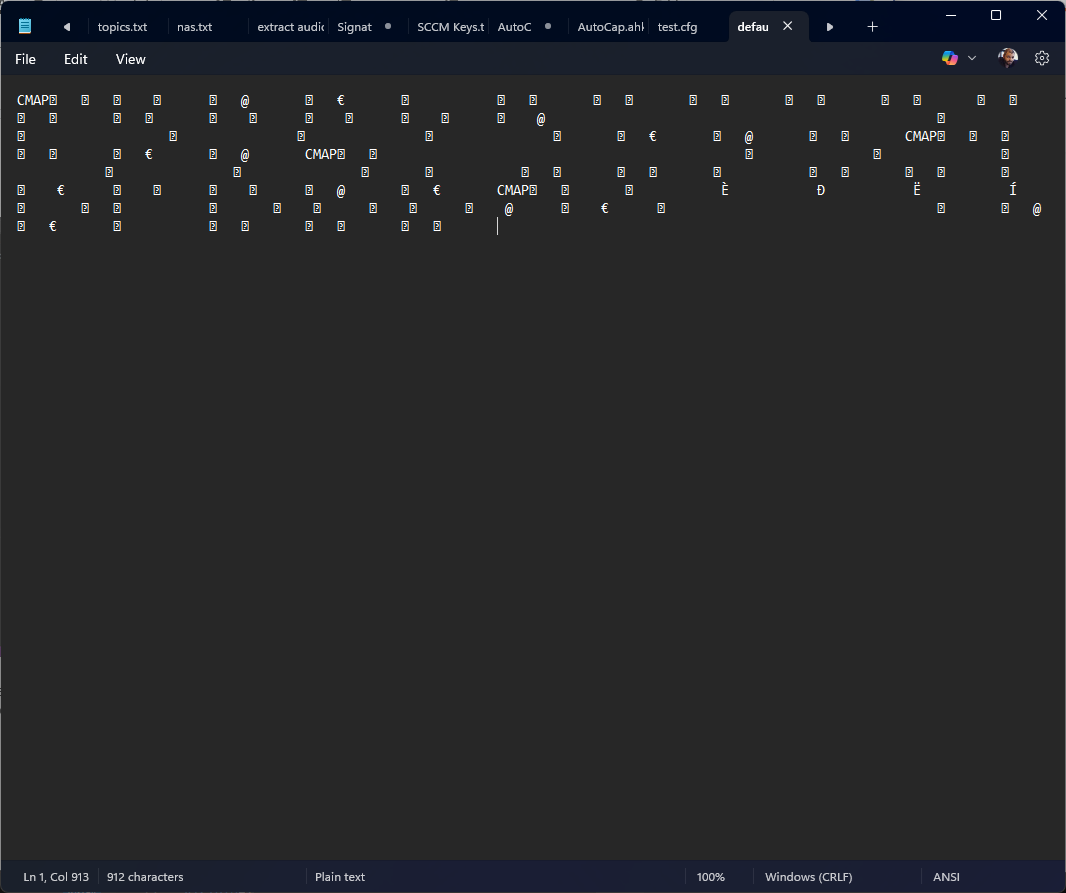 Binary format for .cfg file