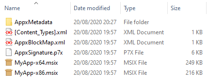 Decompressed file msix bundle
