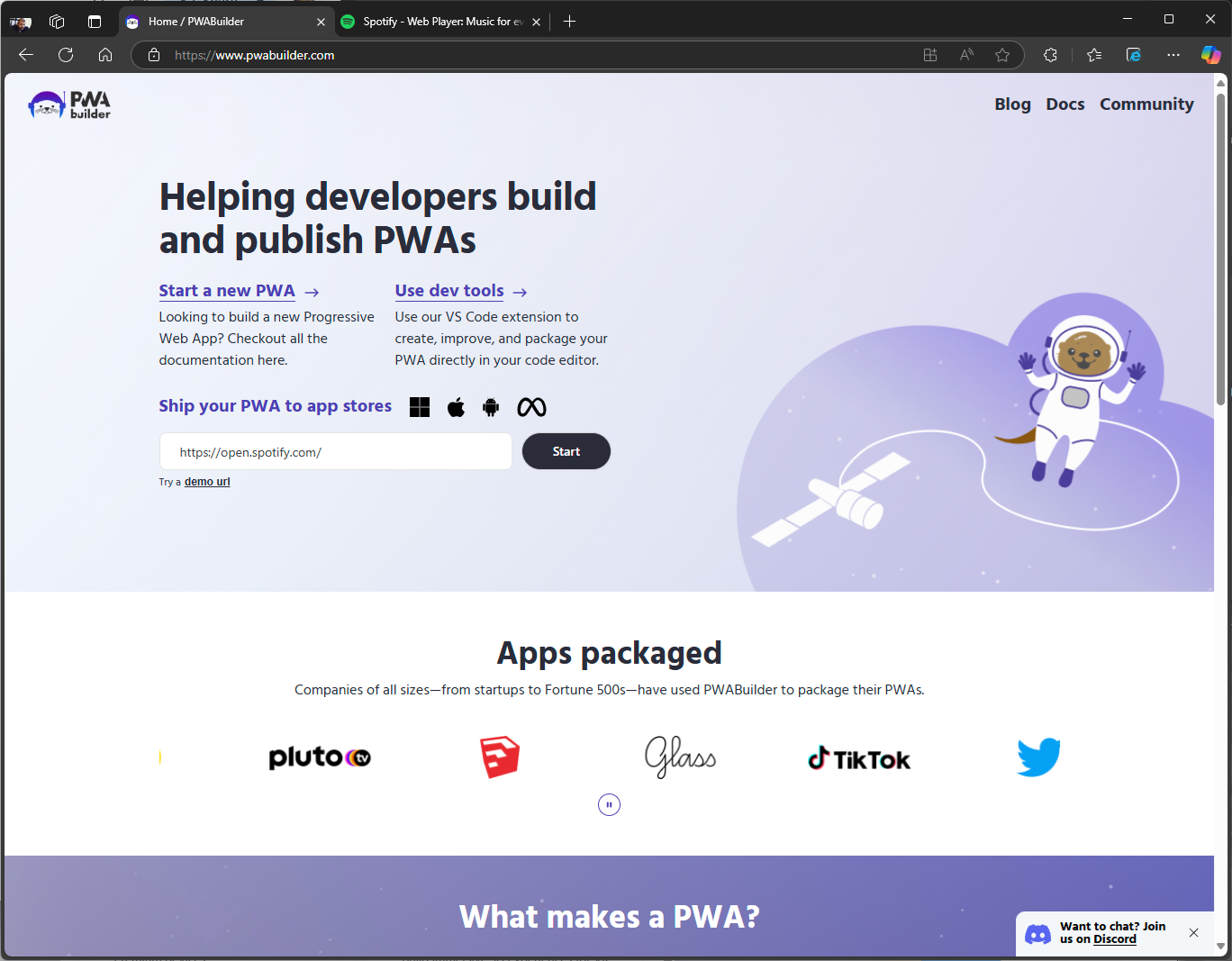 PWABuilder website