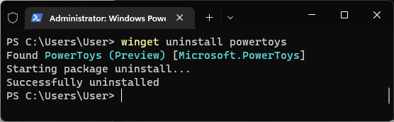 winget uninstall powertoys