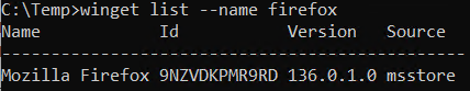 Command Line winget mozzila Command Line winget mozzila