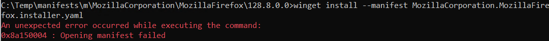 Making Manifest Files Unexpected Error Making Manifest Files Unexpected Error