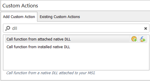 Call Function from Attached Native DLL Custom Action